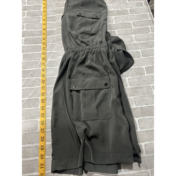 ALFANI Women's Zip Up Shirt Dress Military Safari Olive Green Roll Tab Sleeve12P - Picture 11 of 12